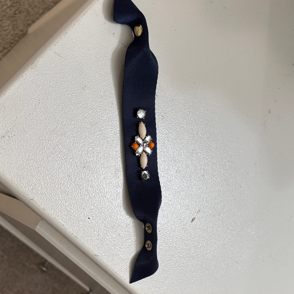 Navy Blue Embellished Bracelet- handmade